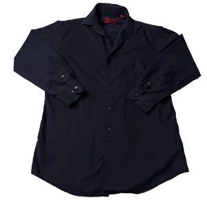 Alfani Fitted Black Button Down Dress Shirt Men’s M 15.5 32/33 Stretch Easy Care